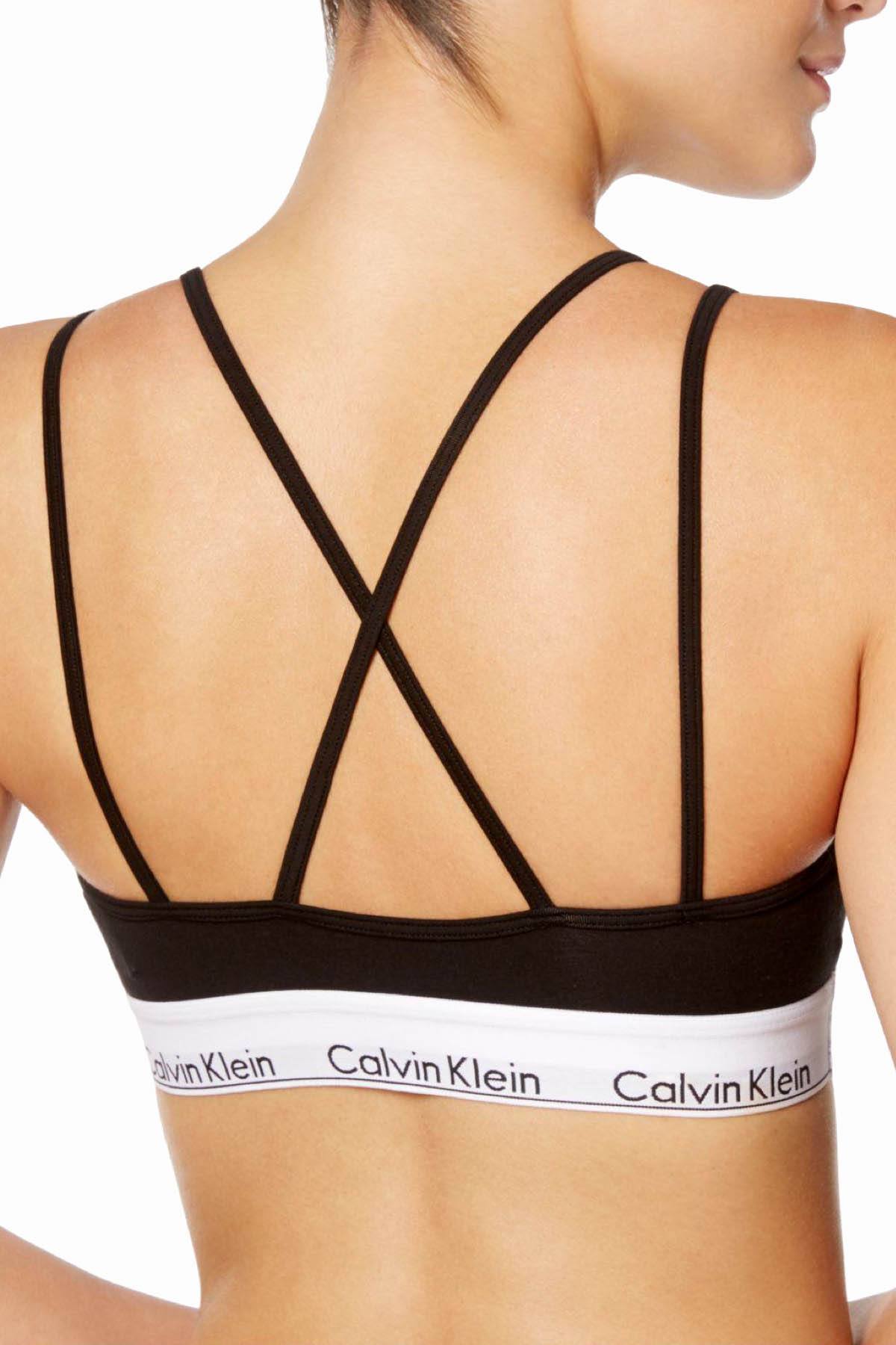 Calvin Klein Black Modern Cotton Mesh-Band Triangle Bralette