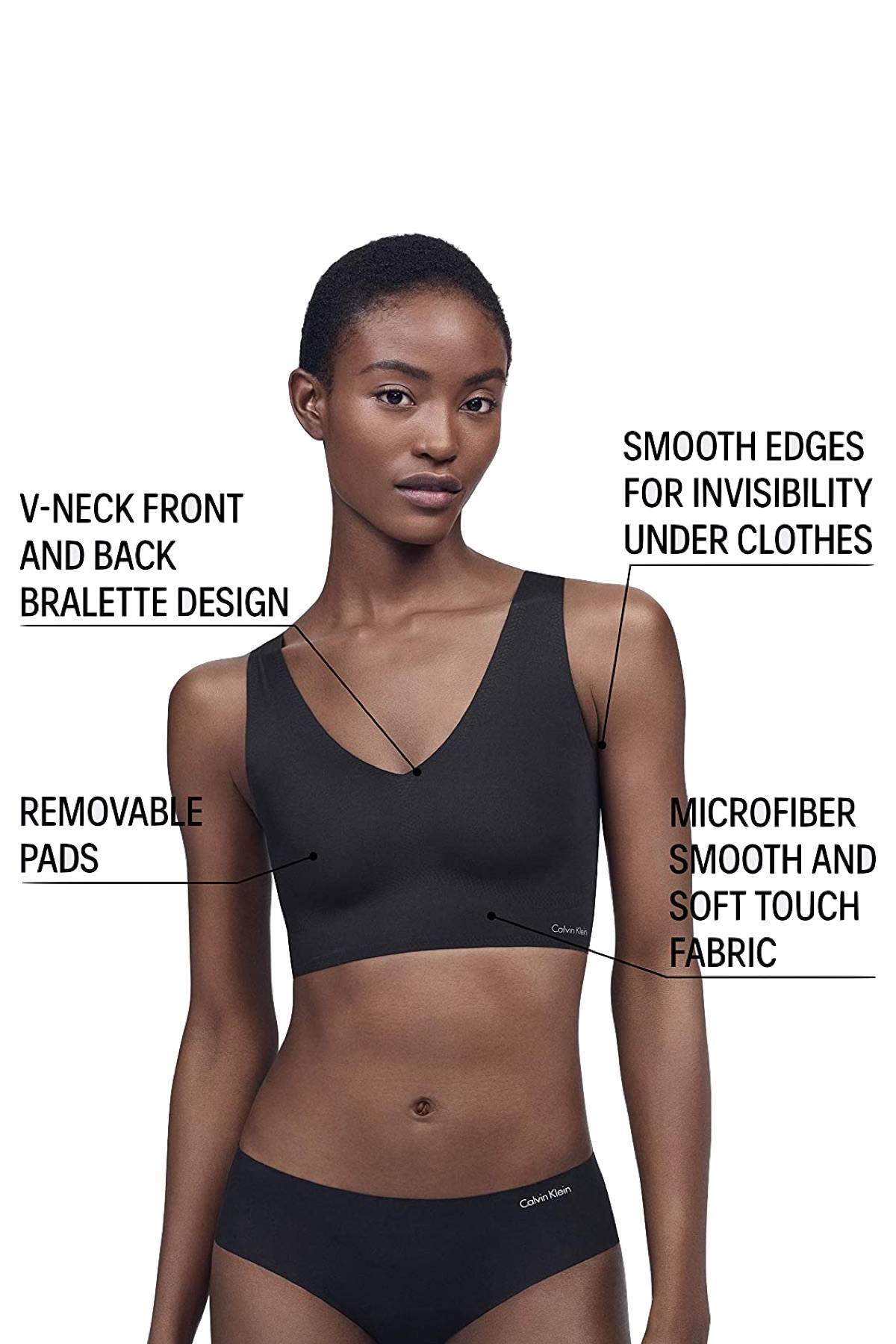 Calvin Klein Blue Granite Invisibles V-Neck Comfort Bralette