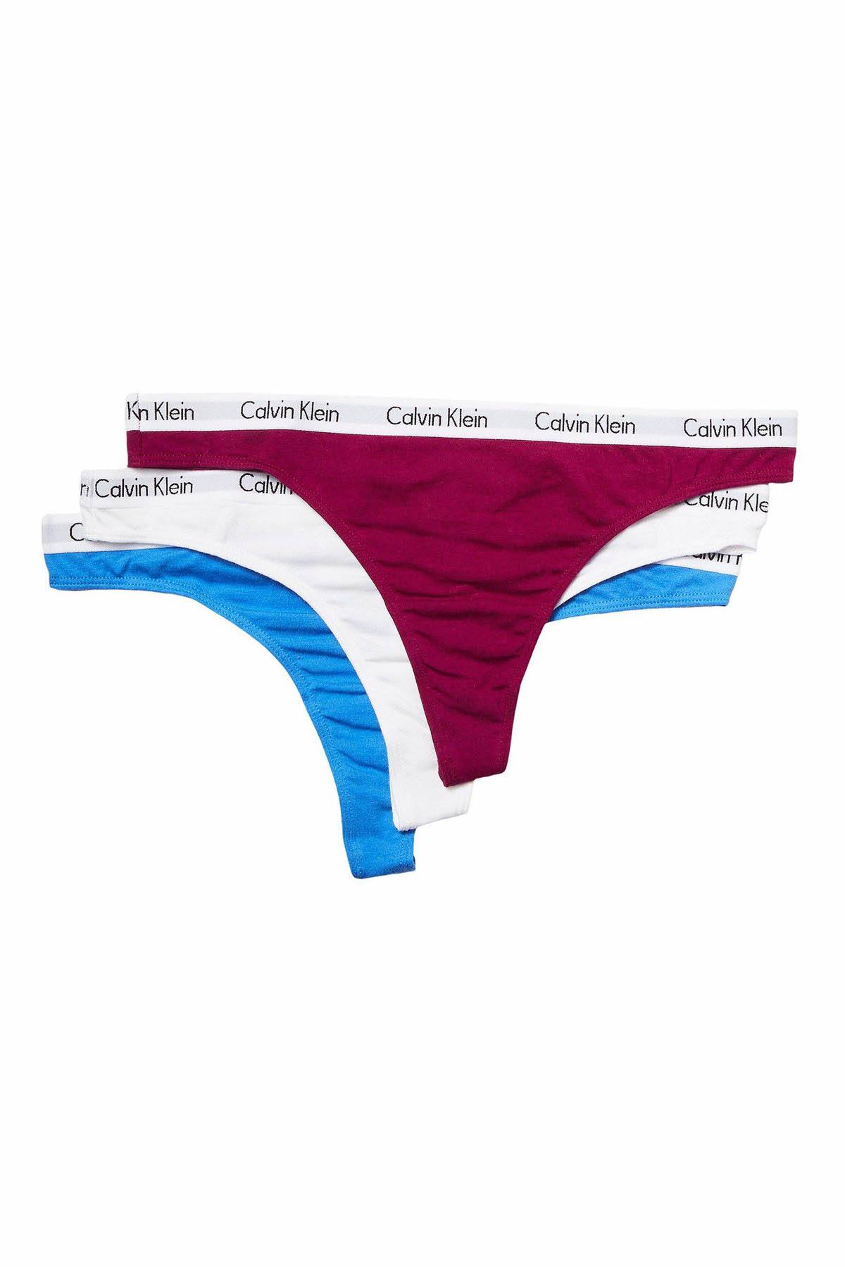 Calvin Klein Blue/Wine/White Carousel Thong 3-Pack – CheapUndies