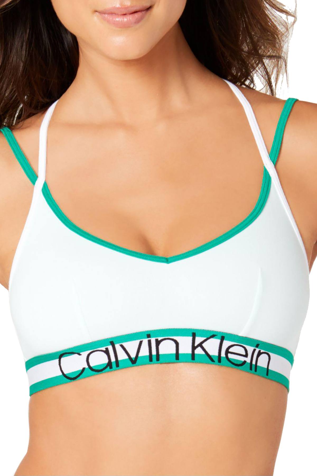 Calvin Klein Elysian Green Retro Logo Stripe Unlined Bralette