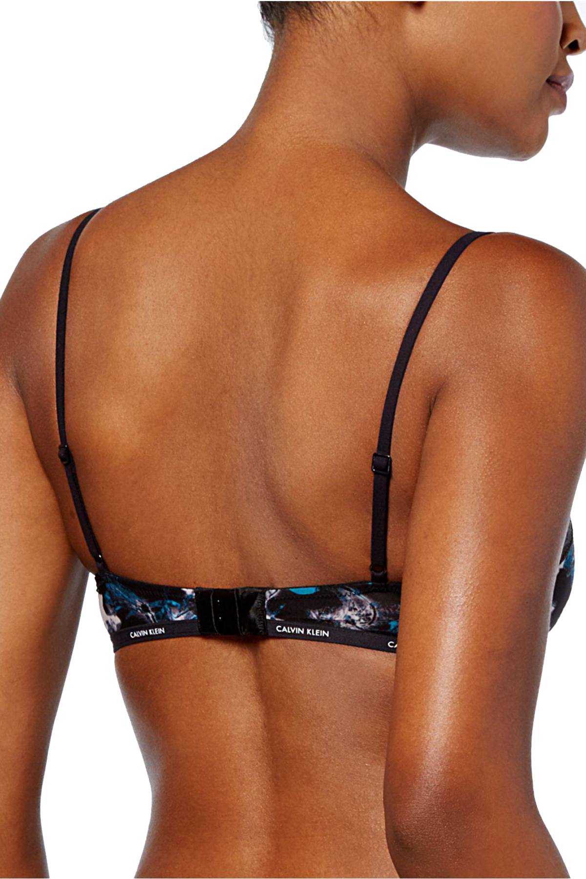 Calvin Klein Floral-Phantasm Printed Sheer Marquisette Lace Triangle Bralette