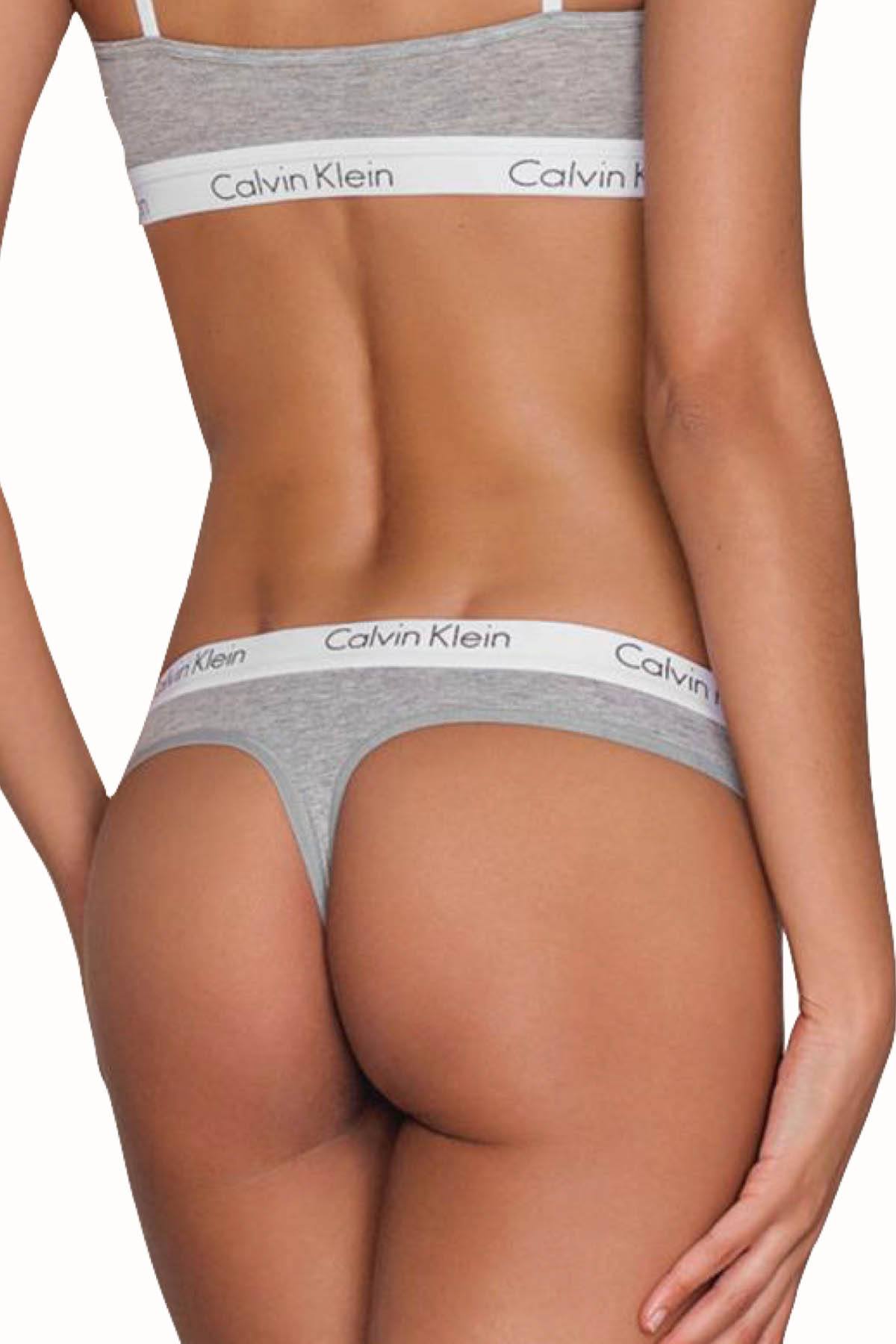 Calvin Klein Heather-Grey CK-One Logo Thong