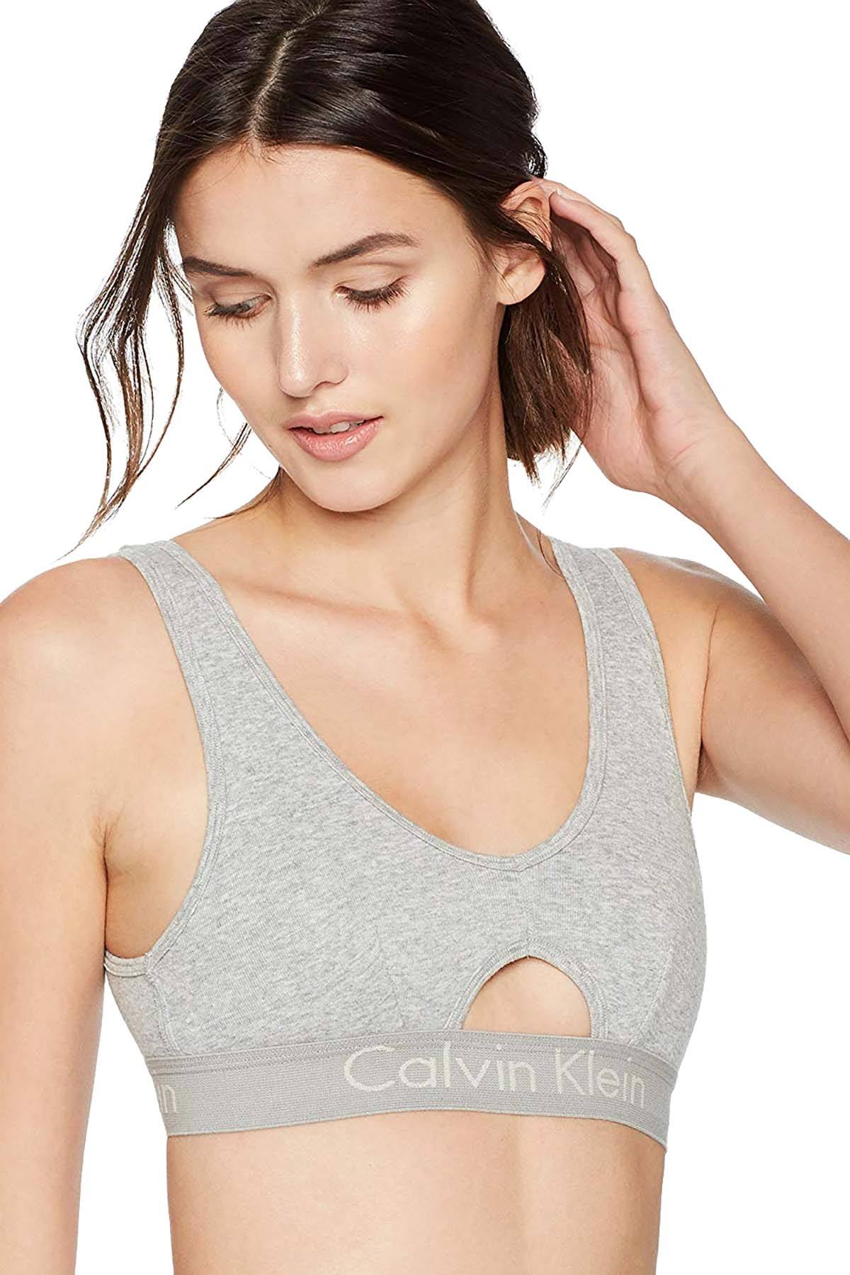 Calvin Klein Heather-Grey Keyhole Body Unlined Bralette