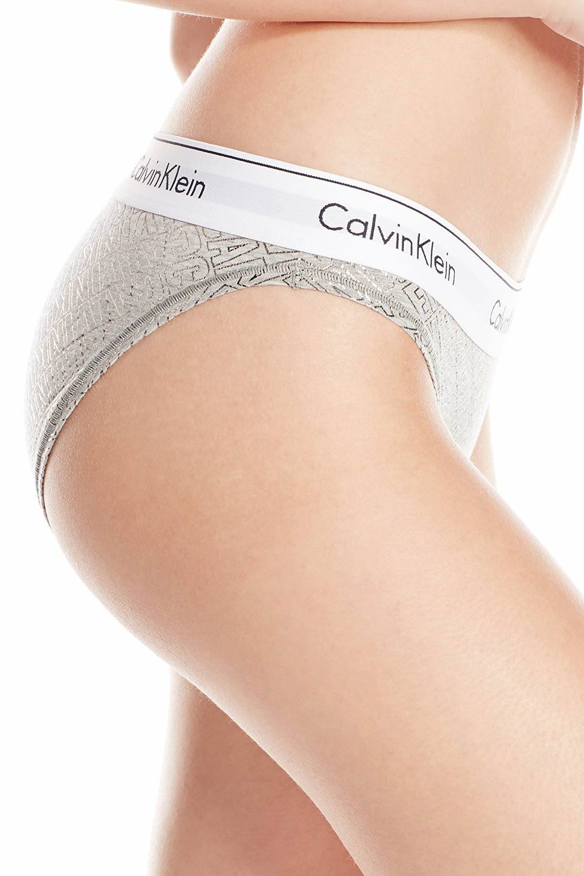 Calvin Klein Heather-Grey Logo Modern Bralette, Bikini & Hair Tie Set