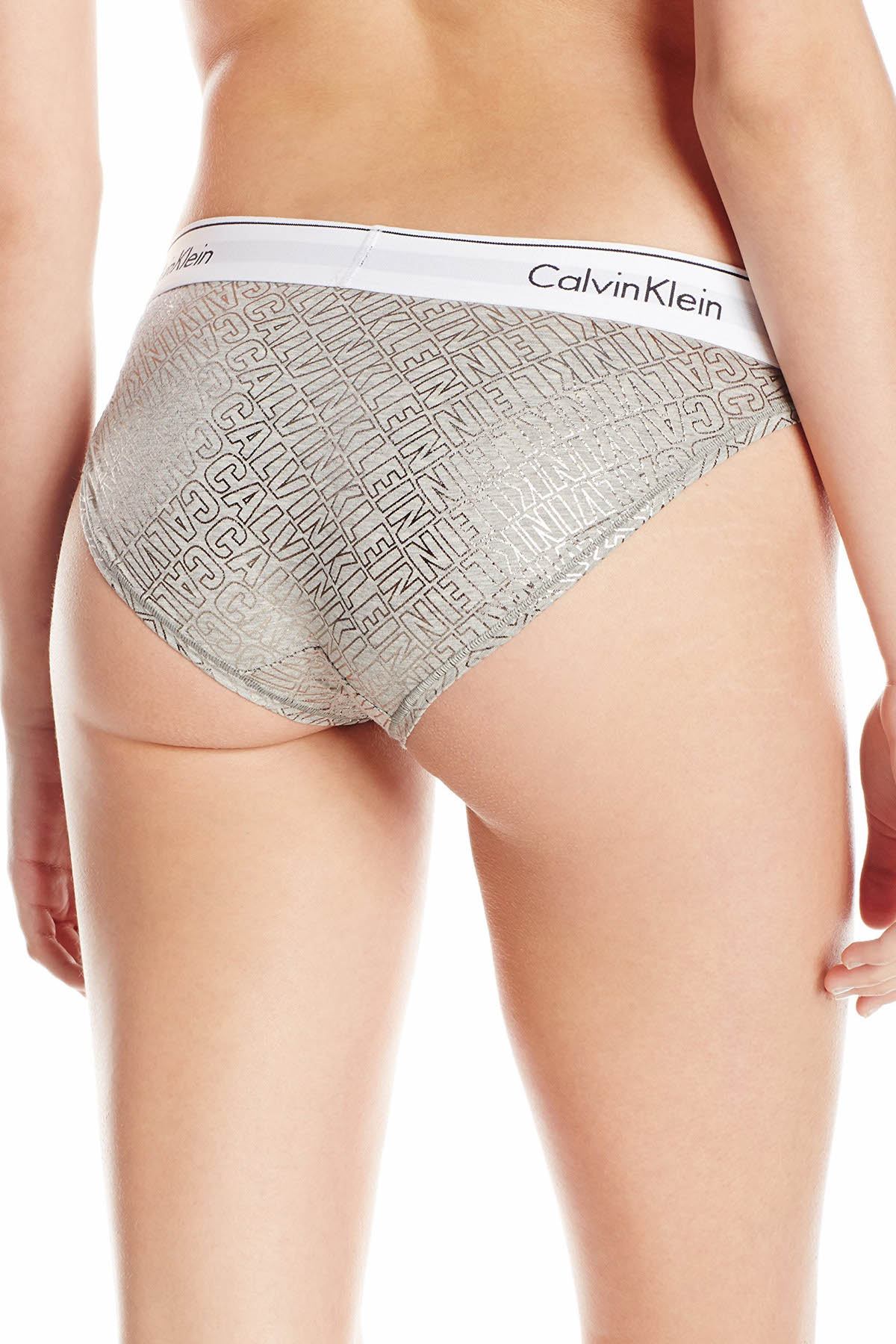 Calvin Klein Heather-Grey Logo Modern Bralette, Bikini & Hair Tie Set