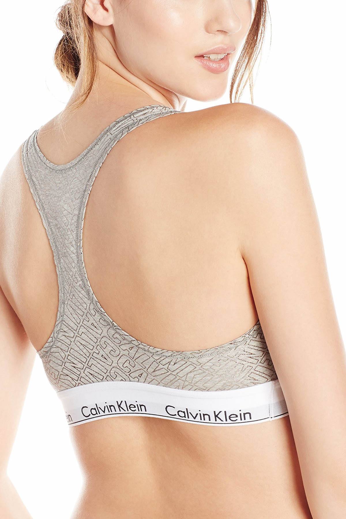 Calvin Klein Heather-Grey Logo Modern Bralette, Bikini & Hair Tie Set