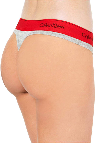 Calvin Klein Heather-Grey/Manic-Red Modern Cotton Thong