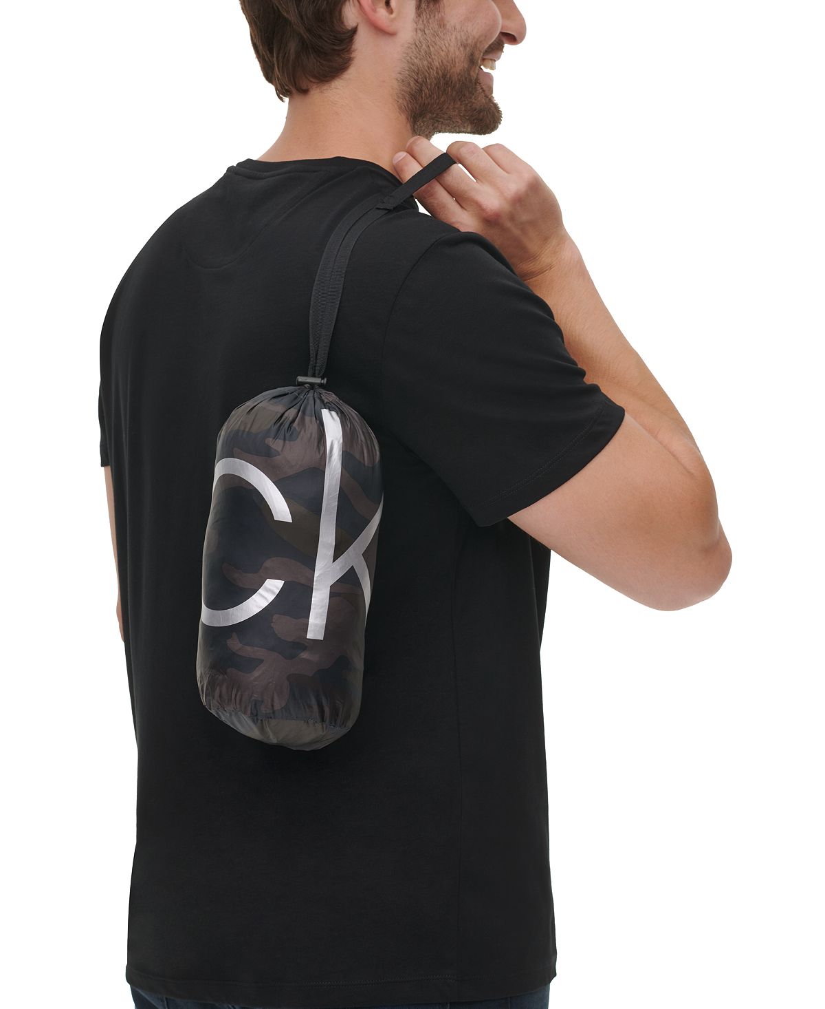 Calvin Klein Hooded Packable Down Jacket Olive Camo