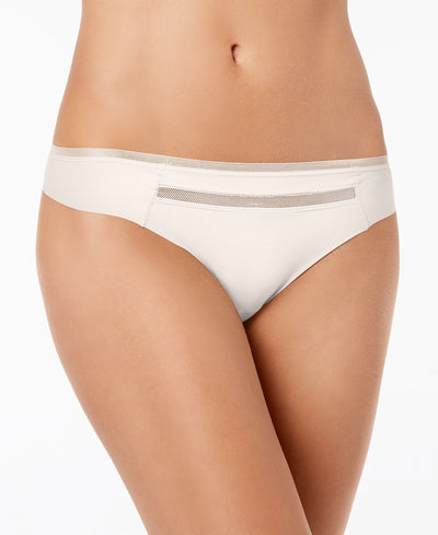 Calvin Klein Invisibles Mesh-trim Thong Underwear Qd3692 Ivory