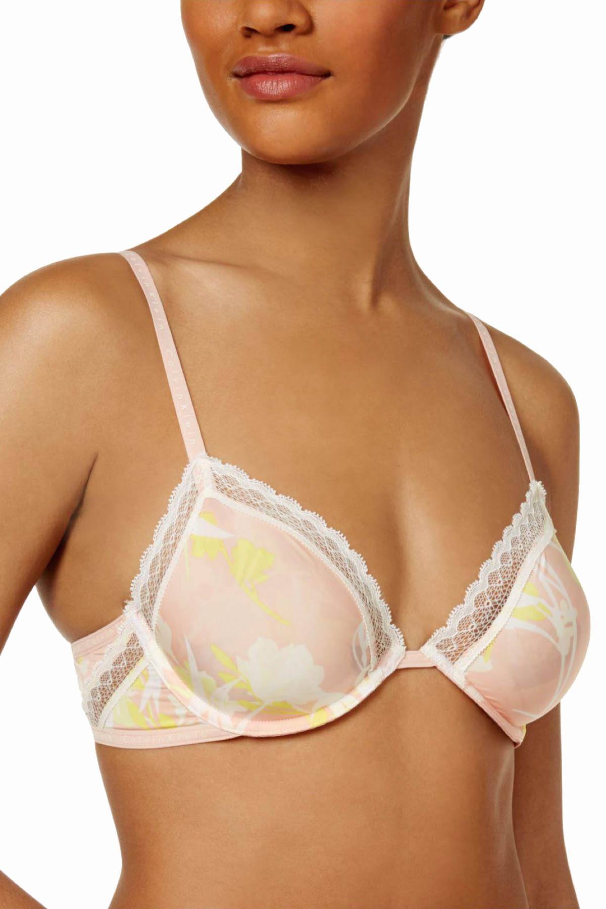 Calvin Klein Ivory Moving-Floral Signature Lace-Trim Bra