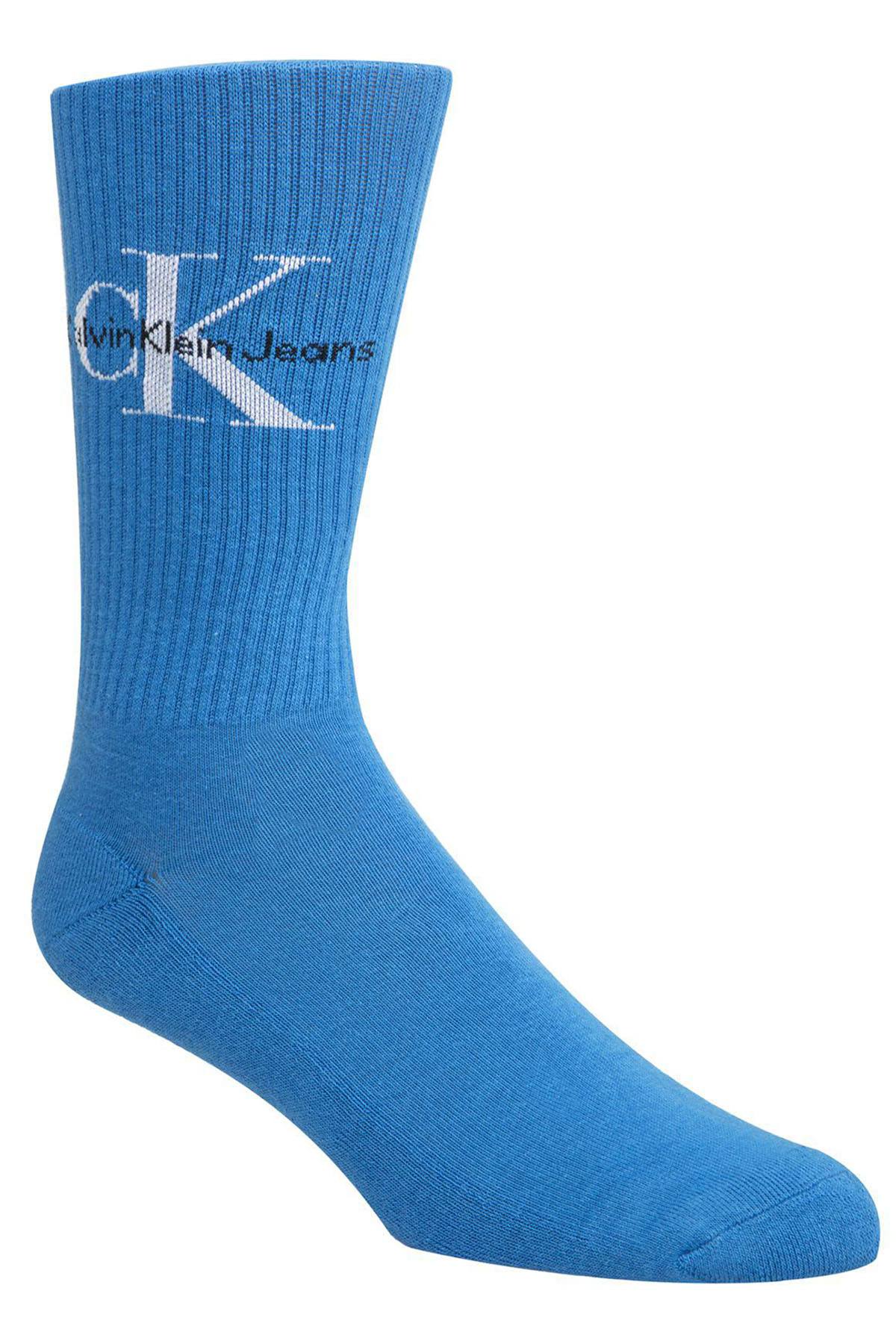 Calvin Klein Jeans Indigo/White Ribbed Logo Crew Sock