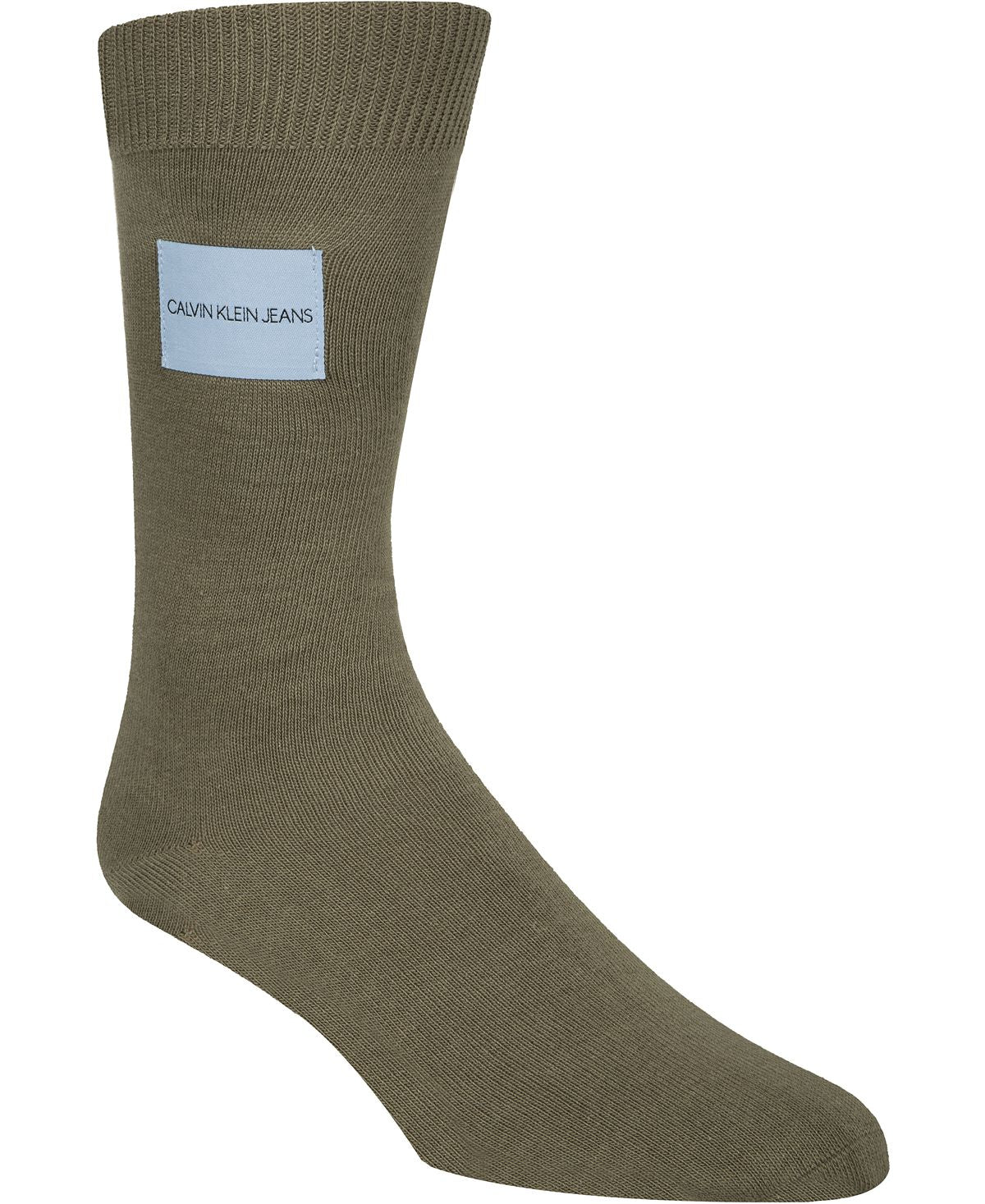 Calvin Klein Jeans Logo-patch Crew Socks Dk Olive