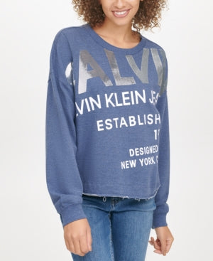 Calvin Klein Jeans Sequin-embellished Logo-graphic Sweatshirt