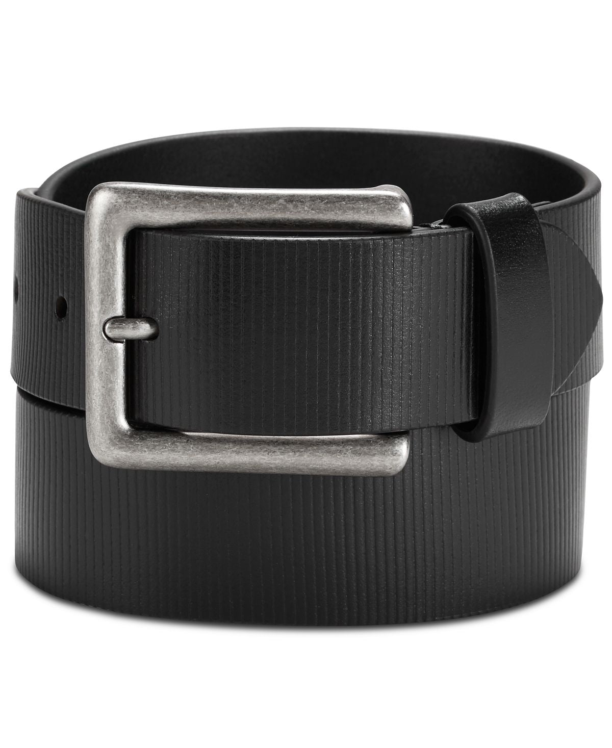Calvin Klein Jeans Textured Leather Belt Black