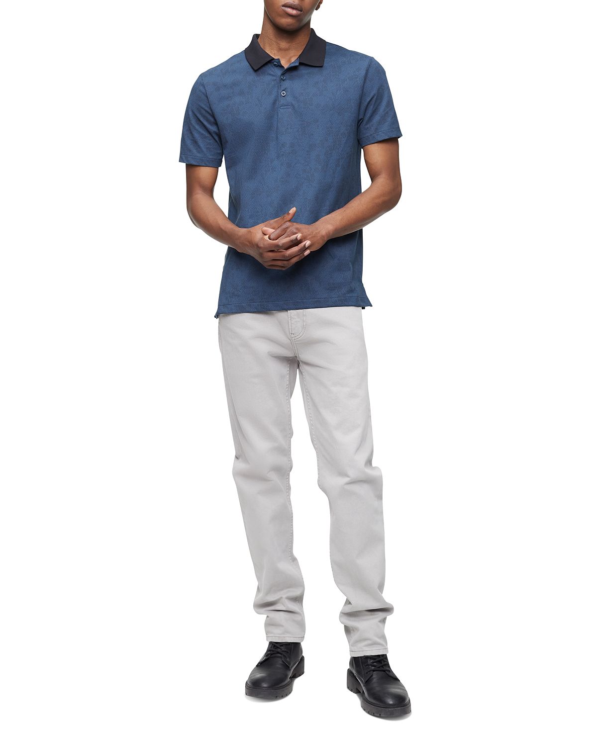 Calvin Klein Monogram Logo Printed Polo Shirt Ink