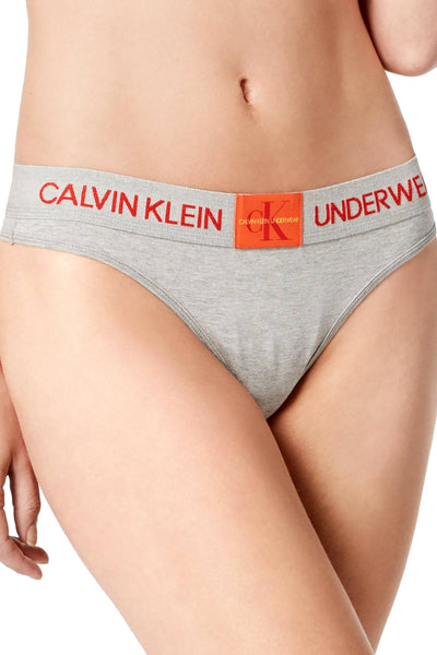 Calvin Klein Monogram Waist Thong in Grey Heather