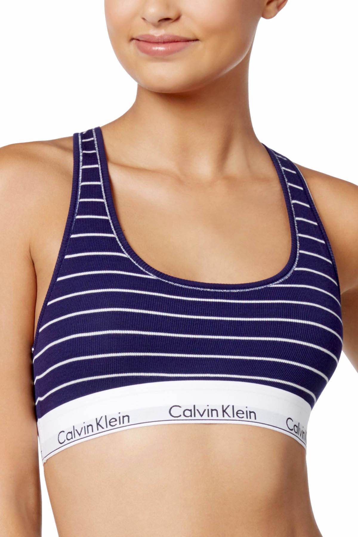 Calvin Klein Navy Simple-Stripe Modern Cotton Bralette
