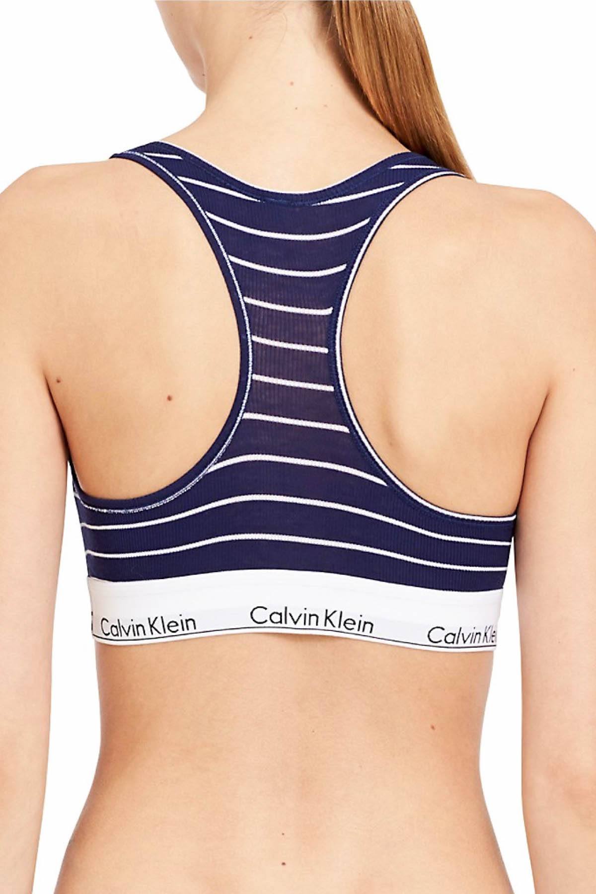 Calvin Klein Navy Simple-Stripe Modern Cotton Bralette