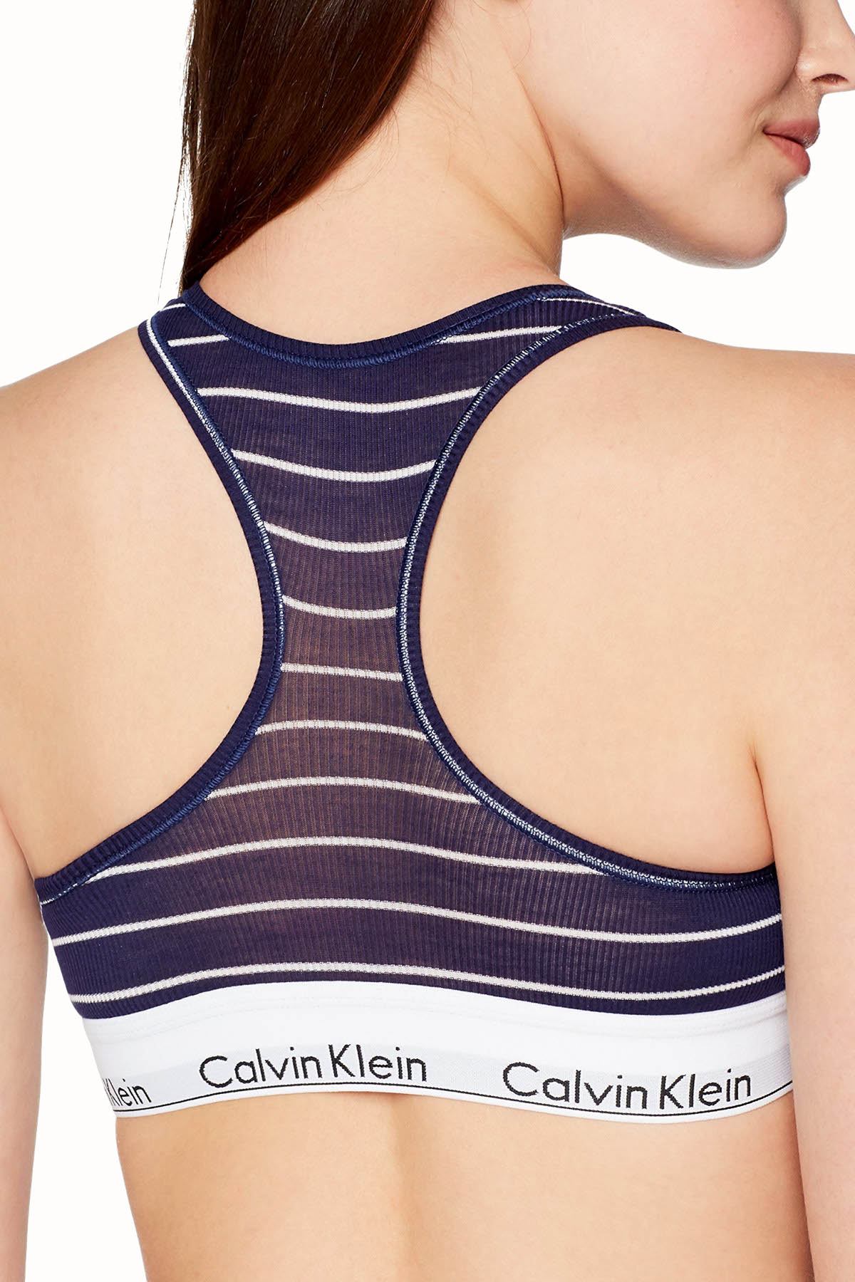 Calvin Klein Navy Simple-Stripe Modern Cotton Bralette