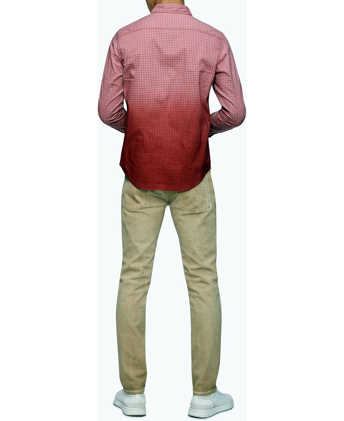 Calvin Klein Ombre Button-down Long Sleeve Shirt Garnet