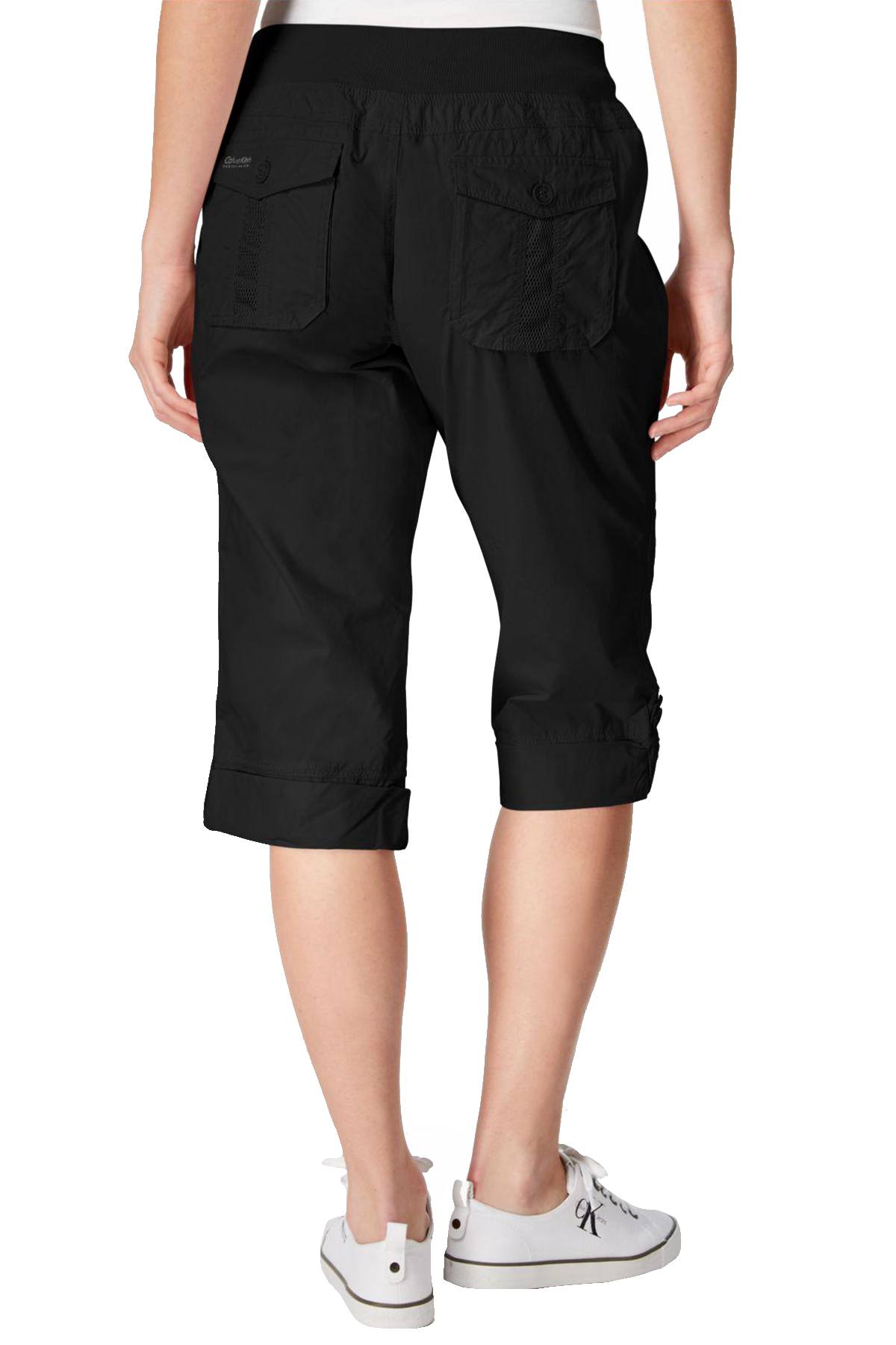 Calvin Klein Performance Black Poplin Convertible Capri Cargo Pant