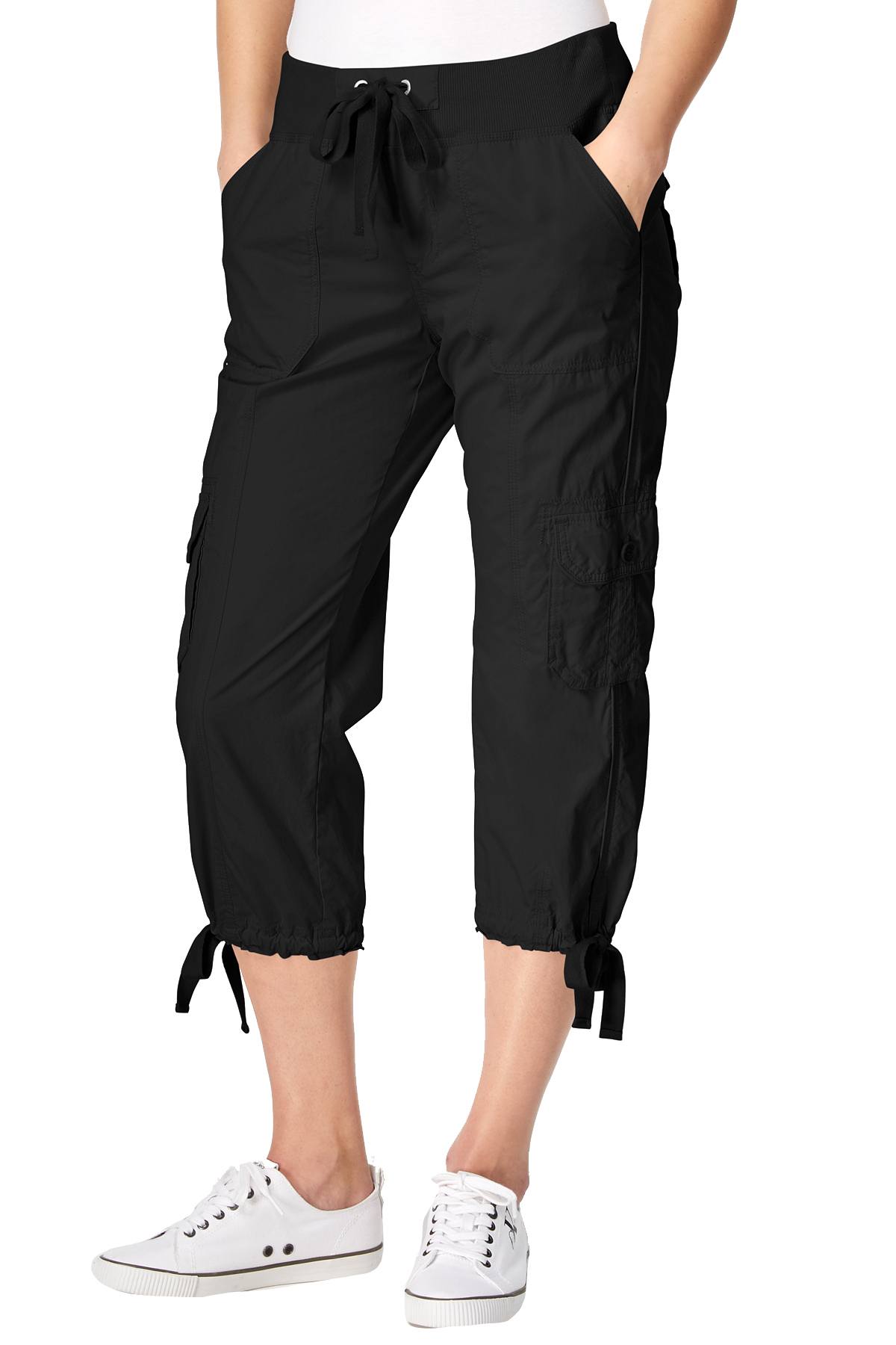 Calvin Klein Performance Black Poplin Convertible Capri Cargo Pant