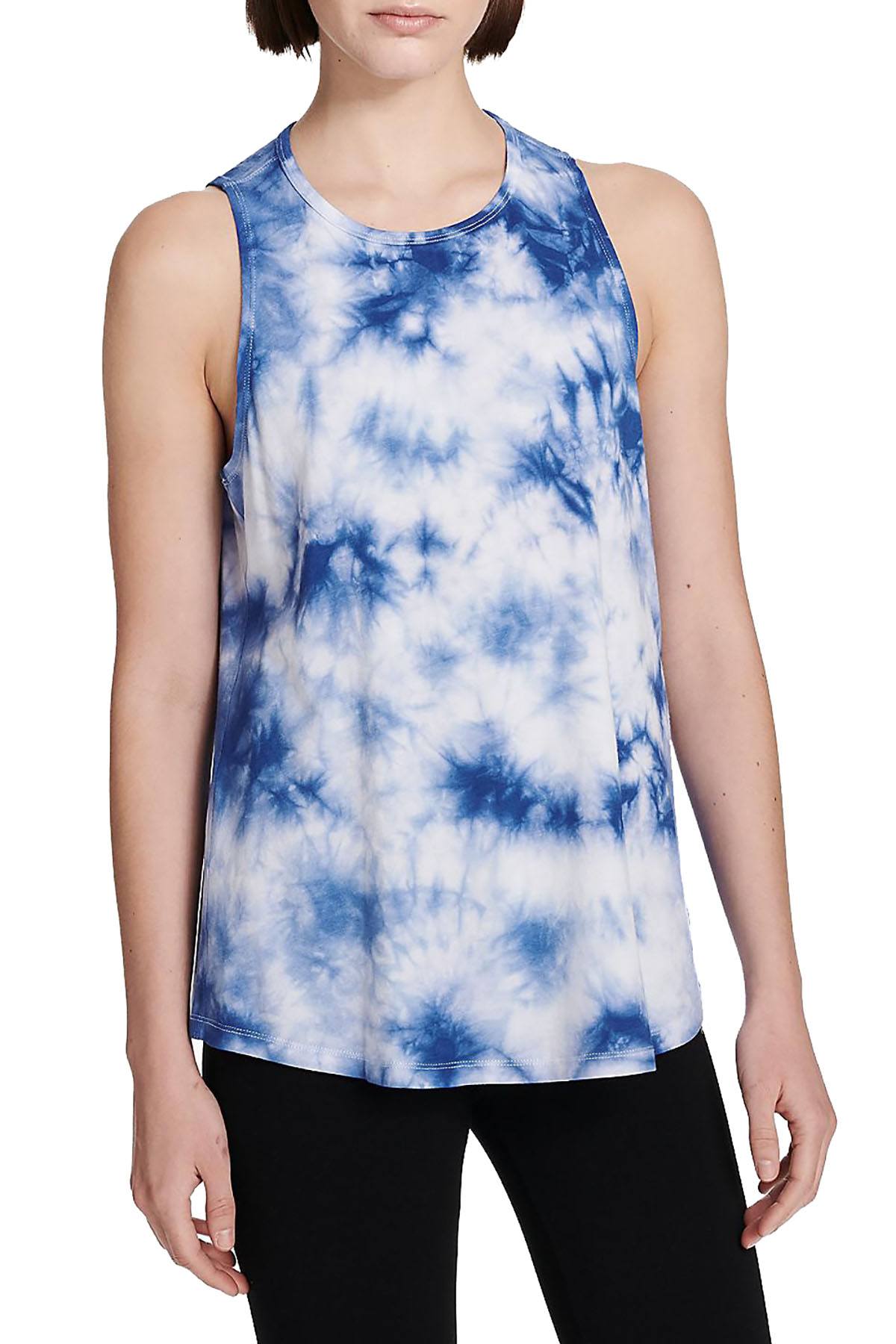 Calvin Klein Performance Peacoat Blue Tie Dye Cutout Back Tank Top
