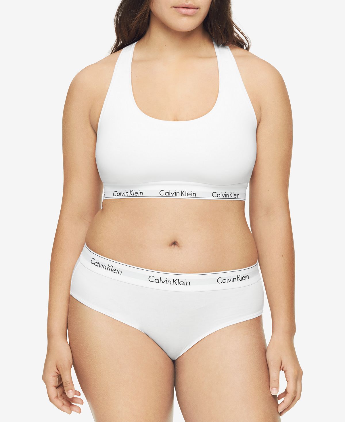 Calvin Klein Plus Modern Cotton Logo Hipster Underwear Qf5118 White
