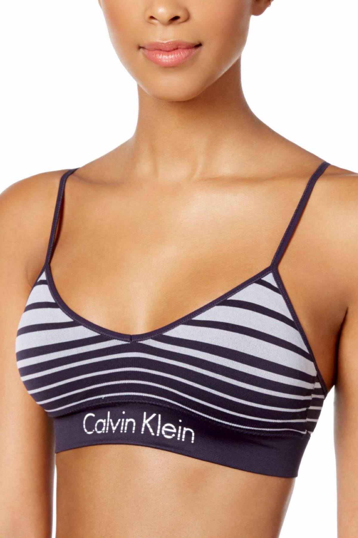 Striped calvin hot sale klein bra