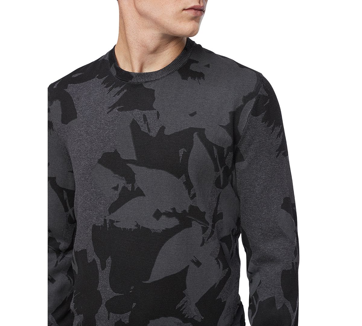Calvin Klein Regular-fit Textured Floral Jacquard Sweater Gunmetal Gray Heather