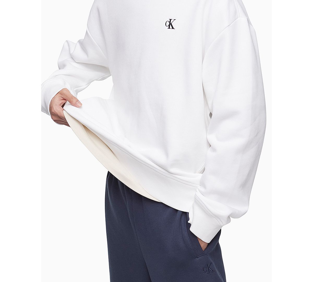 Calvin Klein Relaxed Fit Archive Logo Fleece Sweatshirt Brilliant White