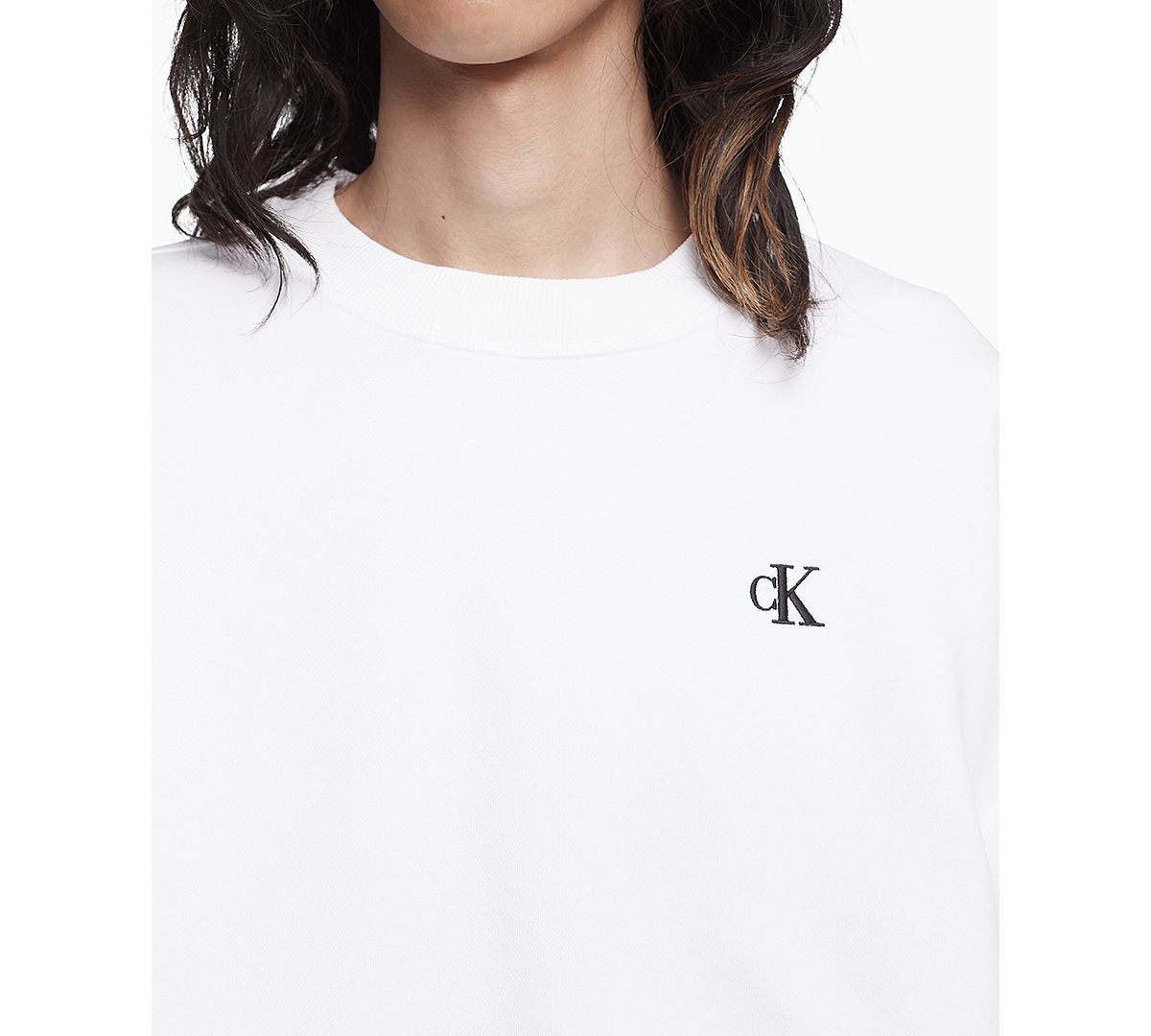 Calvin Klein Relaxed Fit Archive Logo Fleece Sweatshirt Brilliant White