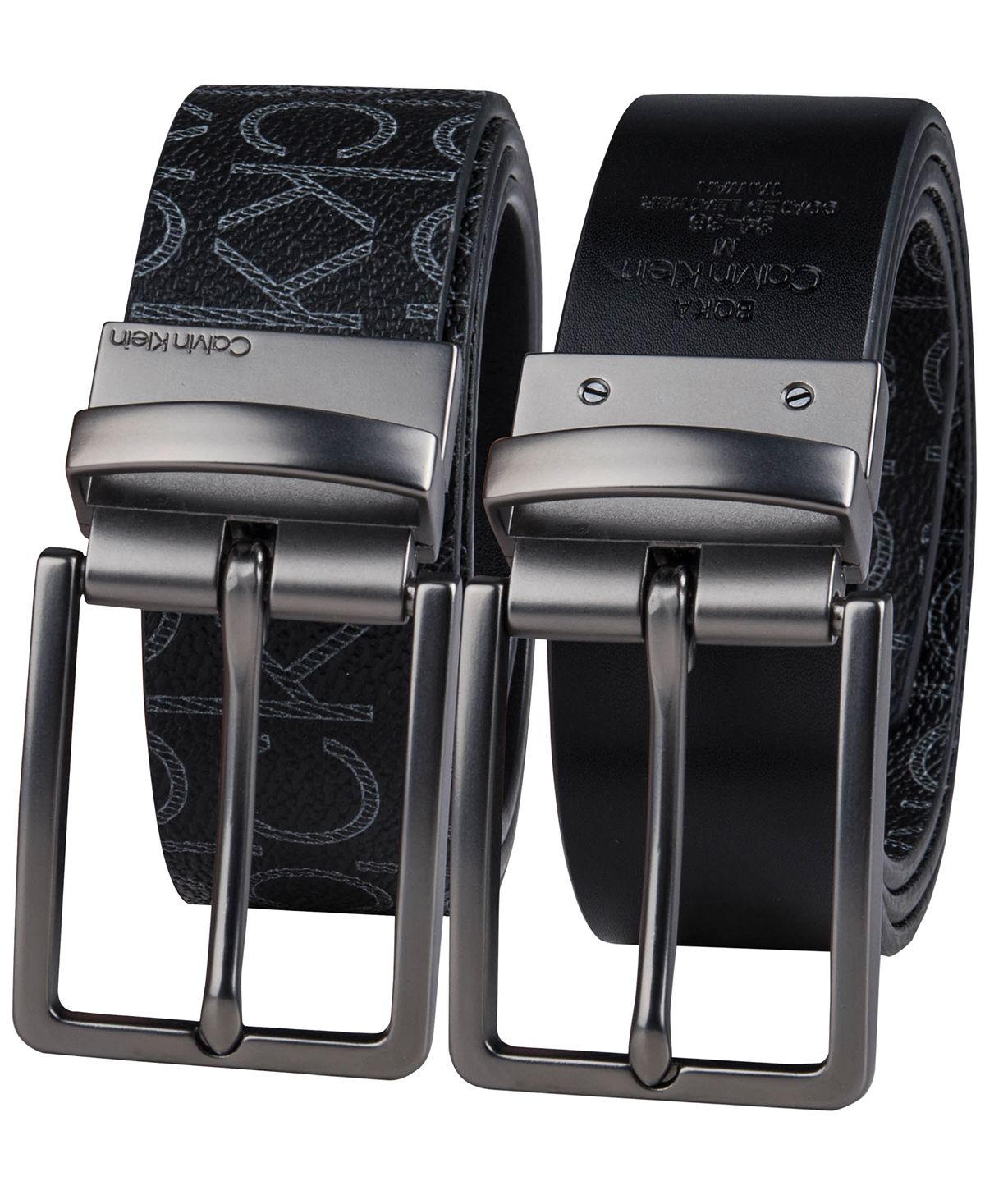 Calvin Klein Reversible Textured Ck Monogram Logo Belt Black