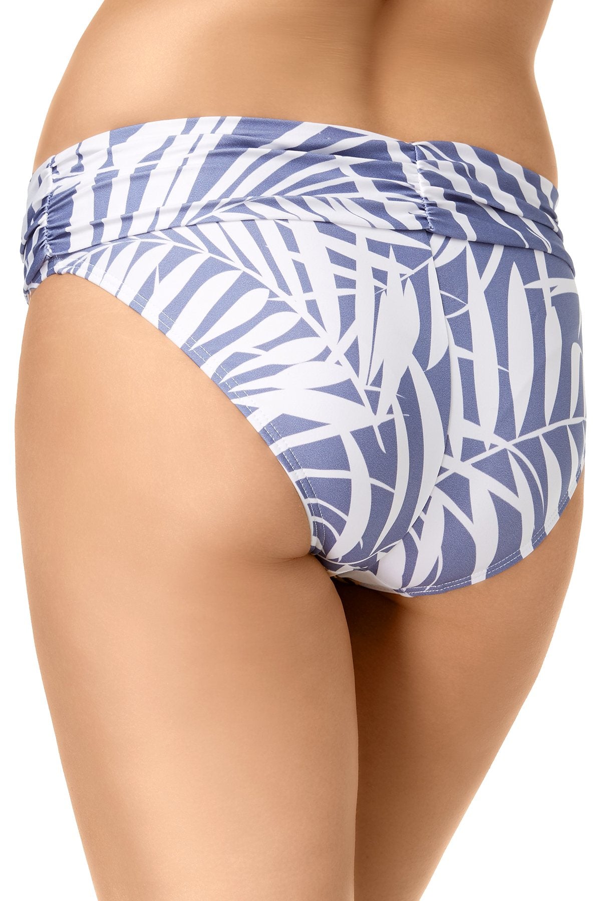 Calvin Klein Ruched Waist Bikini Bottom in Anthracite Summer Palm