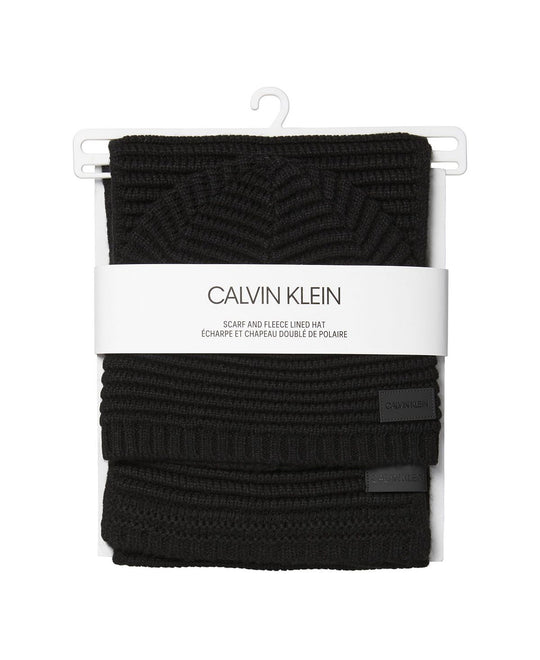 Calvin Klein Scarf And Beanie Set Black
