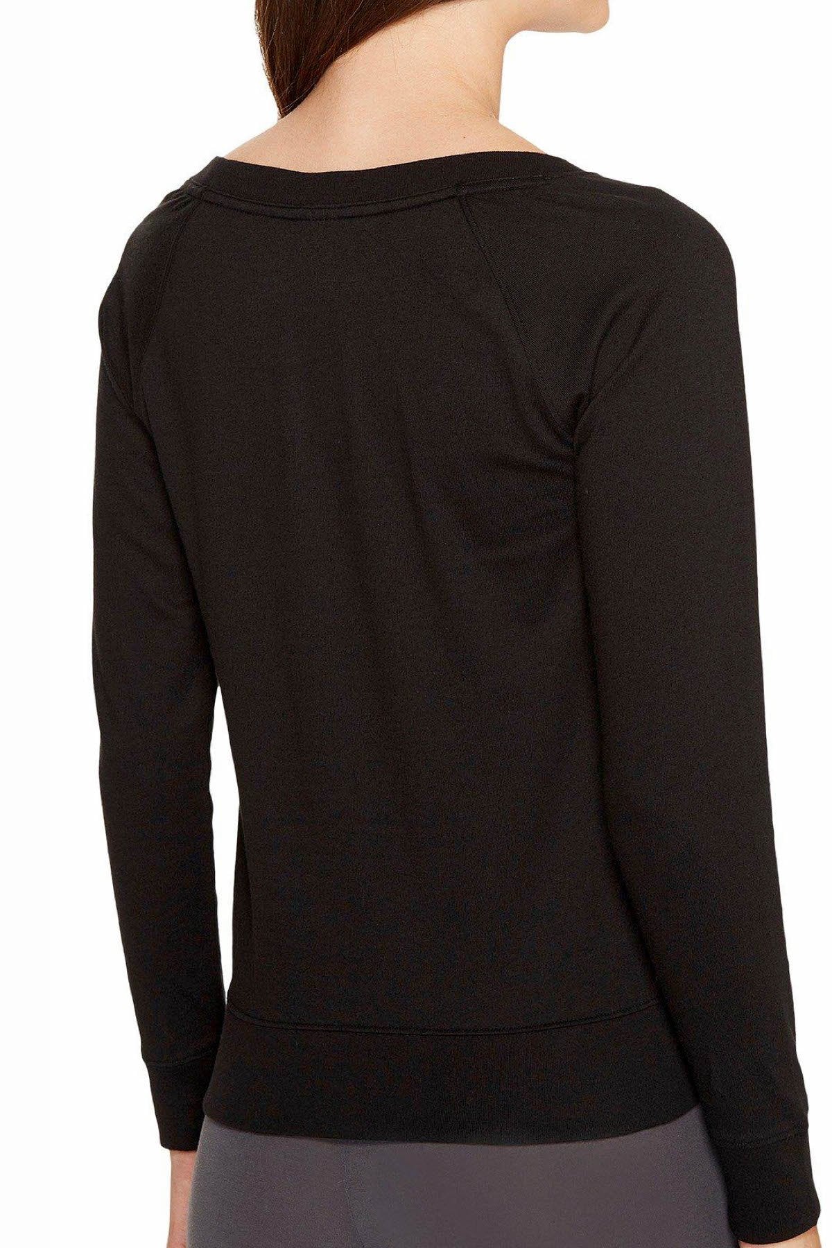 Calvin Klein Sleepwear Black Cotton Logo Coordinate L/S Raglan Top