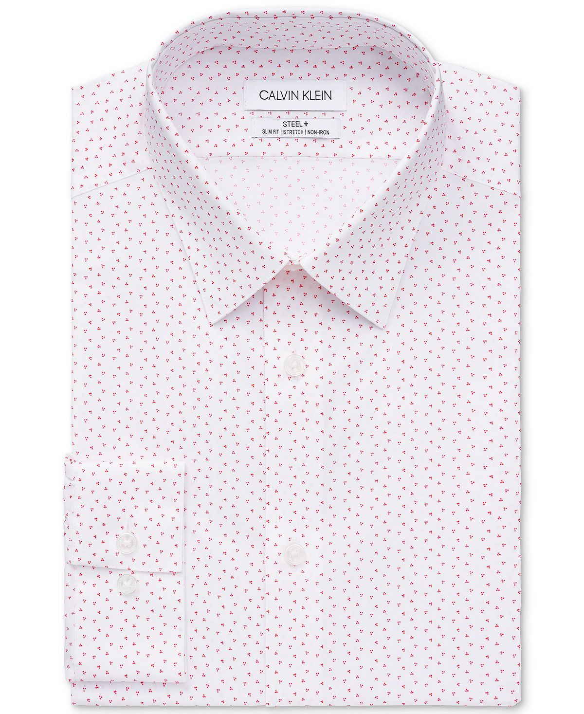Calvin Klein Slim Fit Non-iron Stretch Performance Steel Dress Shirt Red