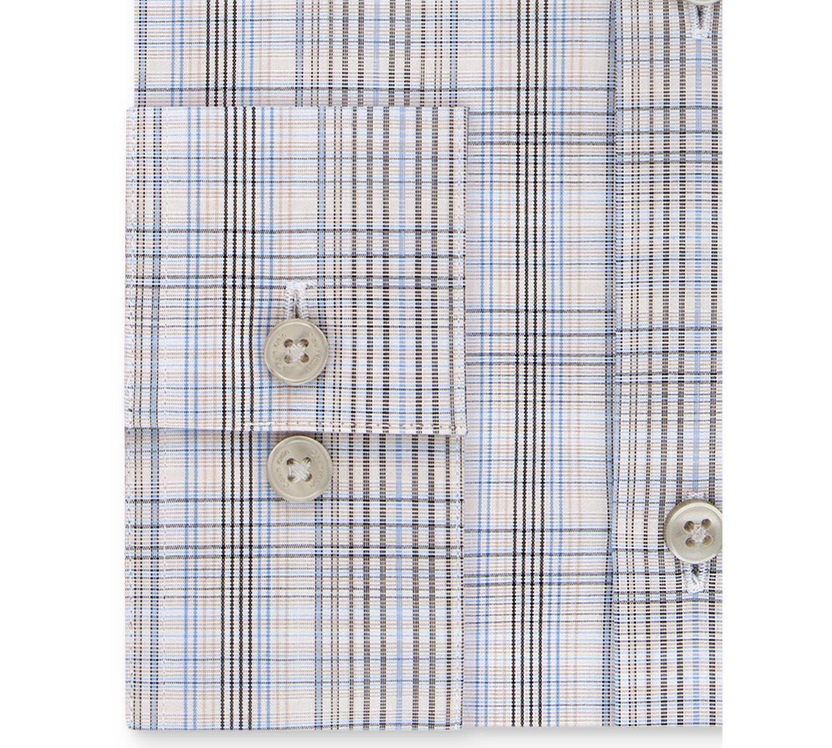 Calvin Klein Slim-fit Stretch Performance Plaid Dress Shirt Beige Multi