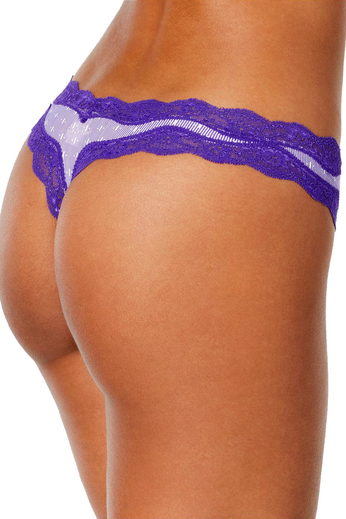 Calvin Klein Spaced-Stripe Coquette Lace Thong