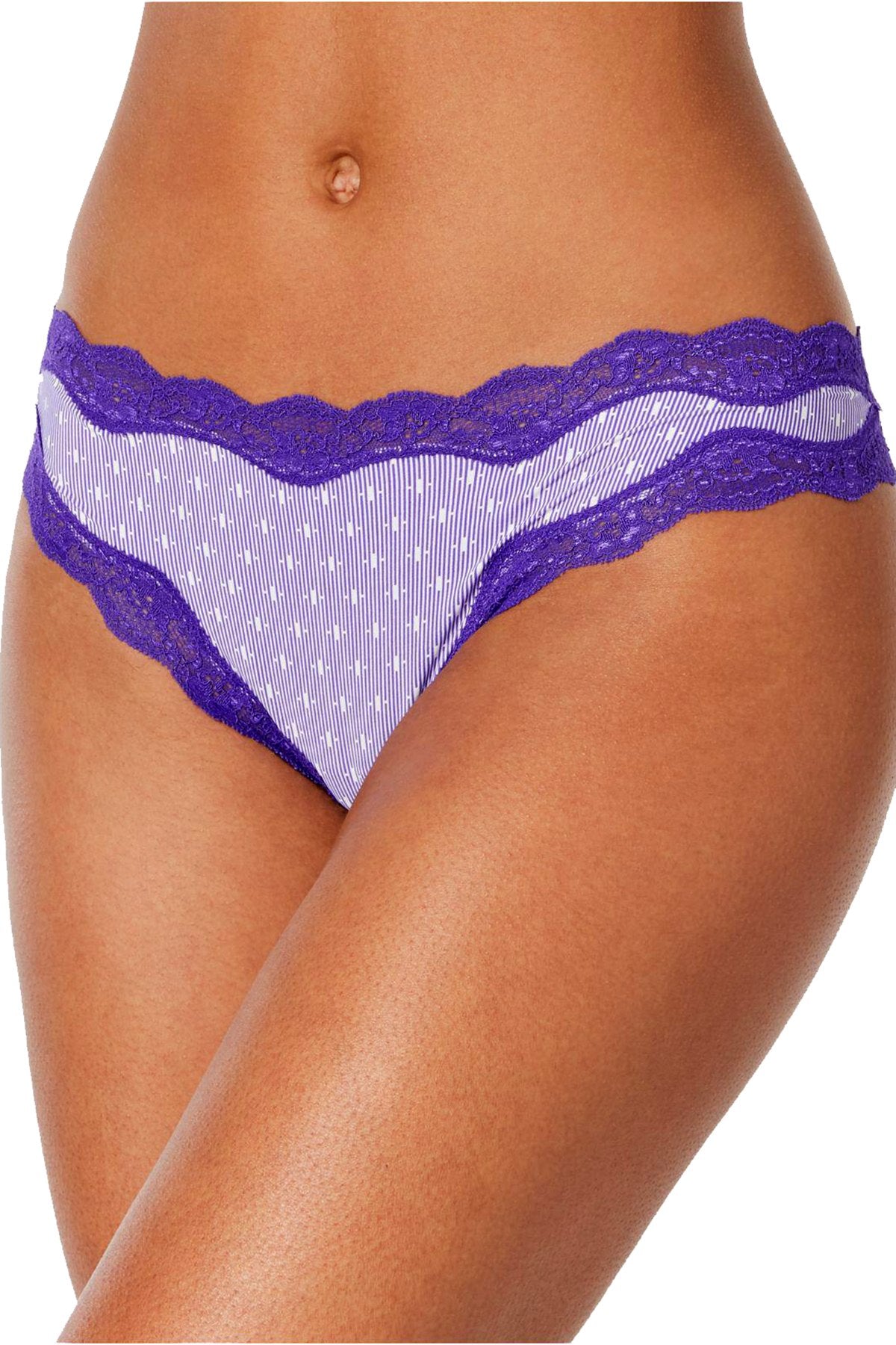 Calvin Klein Spaced-Stripe Coquette Lace Thong