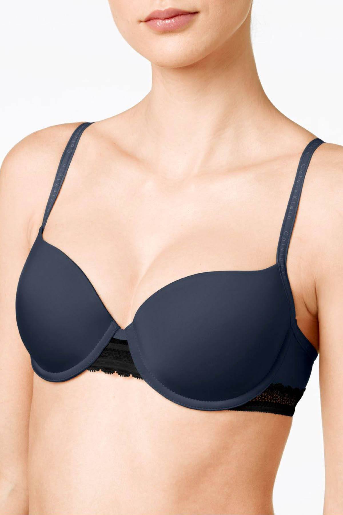 Calvin Klein Speakeasy-Navy Signature Lace-Trim Demi Bra
