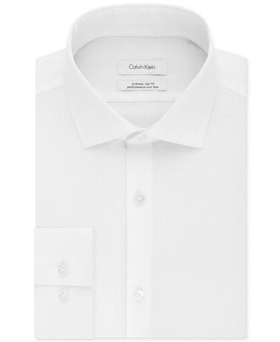 Calvin Klein Steel Extra-slim Fit Non-iron Performance Herringbone Dress Shirt White