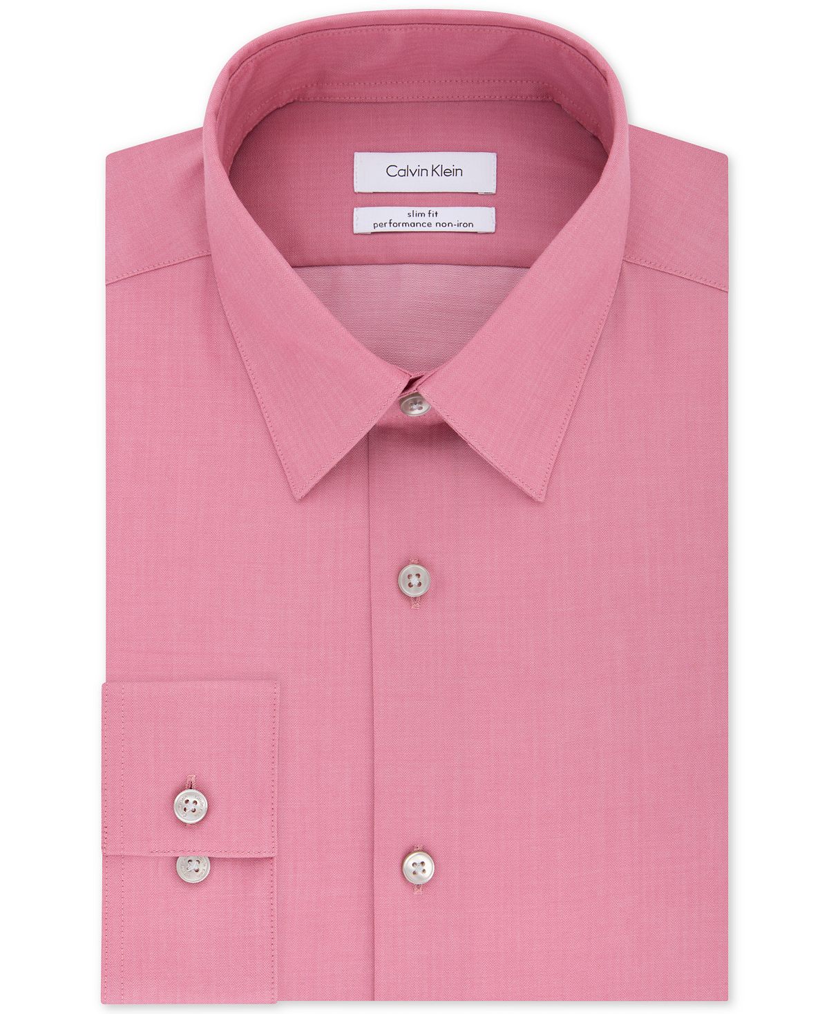 Calvin Klein Steel Slim Fit Non Iron Performance Herringbone Point Collar Dress Shirt Antique Rose