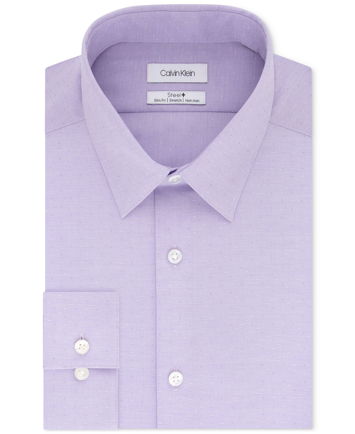 Calvin Klein Steel Slim-fit Non-iron Performance Stretch Purple Solid Dress Shirt Grape