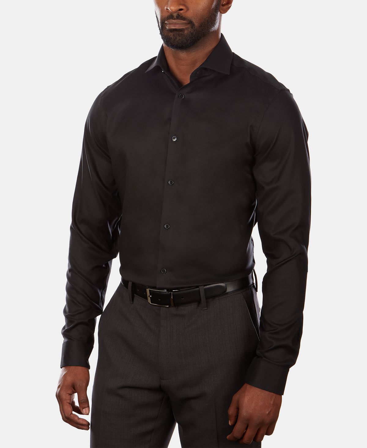 Calvin Klein Steel Slim-fit Non-iron Stretch Performance Dress Shirt Jet Black