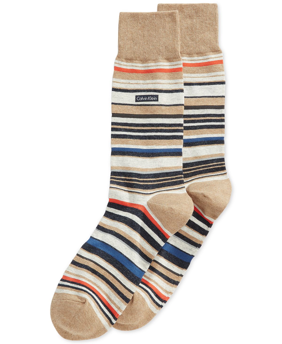 Calvin Klein Striped Crew Socks Camel Heather