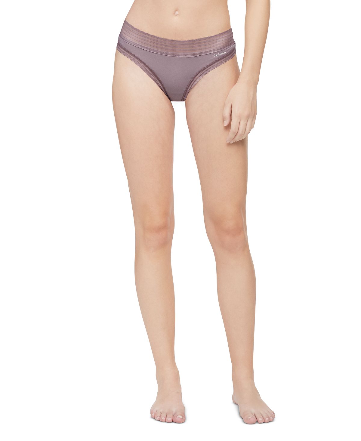 Calvin Klein Striped-waist Thong Underwear Qd3670 Plum Dust