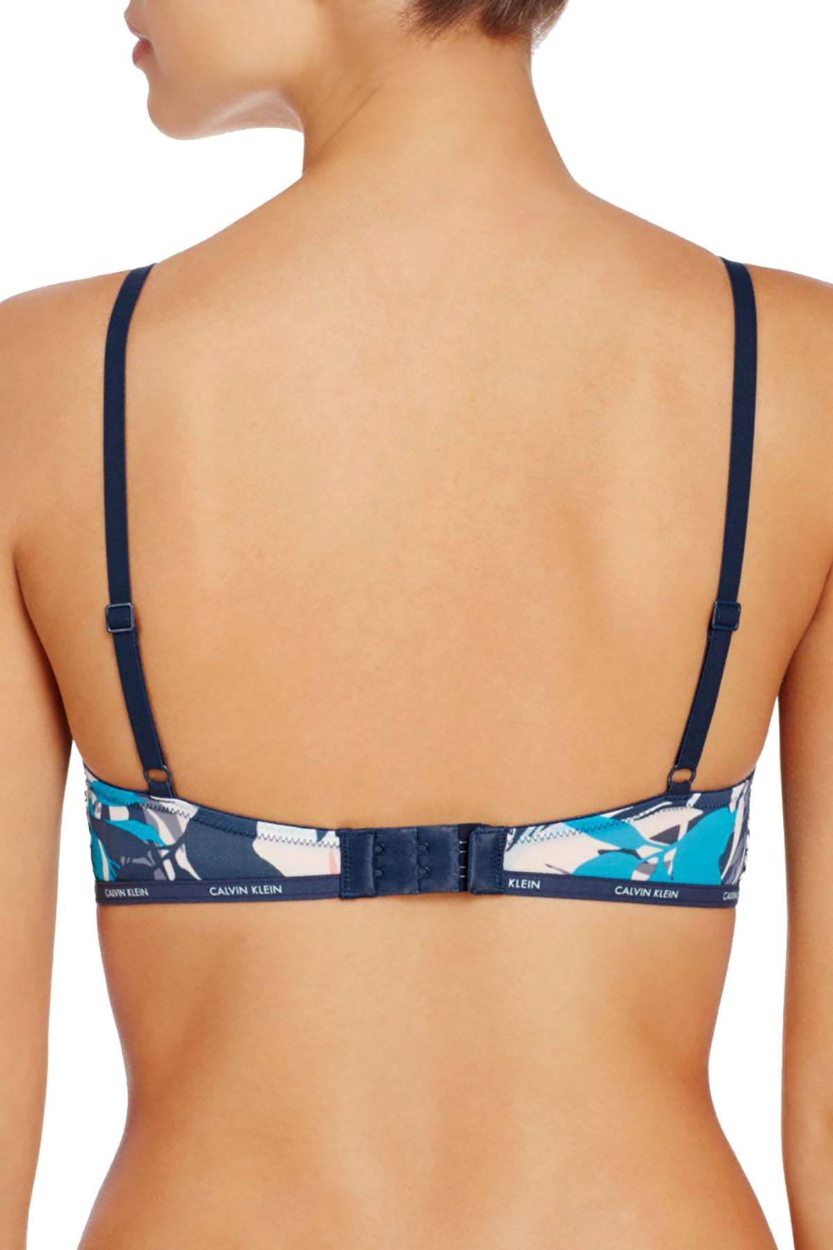 Calvin Klein Sublime-Printed Sheer Marquisette Lace-Trim Bralette