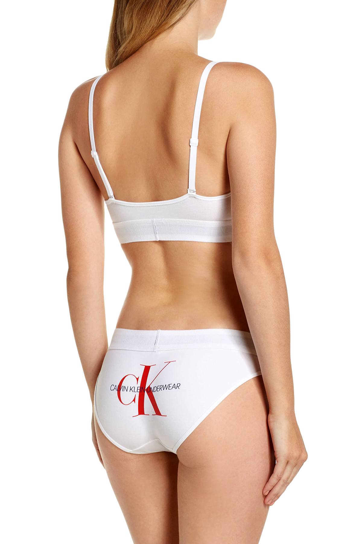 Calvin Klein White Monogram Unlined Triangle Bra
