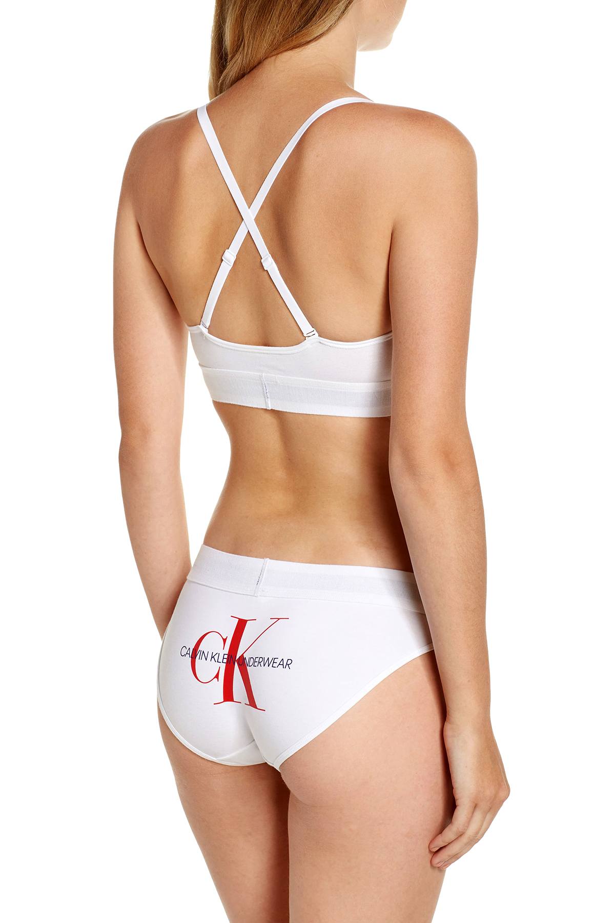 Calvin Klein White Monogram Unlined Triangle Bra
